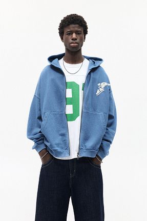 سوئیشرت آبی مردانه چاپی Pull & Bear - کد 930890320