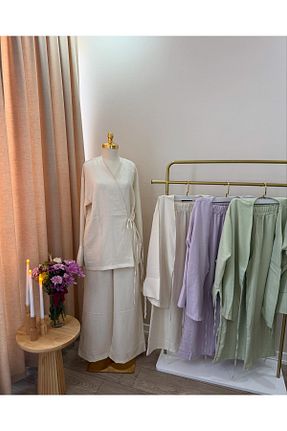 ست بالاتنه و پائین تنه نباتی زنانه تریکو AF Frezya Boutique - کد 930870353