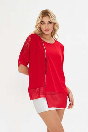 بلوز قرمز زنانه چاپی MODA - کد 930867146
