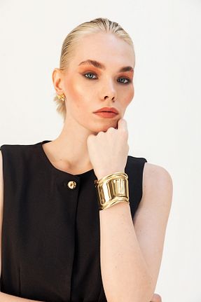 دستبند جواهر طلائی زنانه فلزی TUSSMADE - کد 931057096