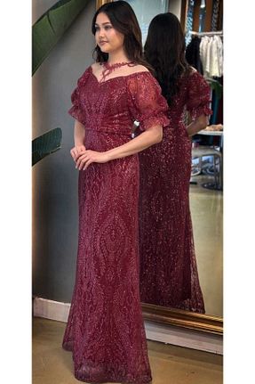 لباس مجلسی و فارغ التحصیلی زرشکی زنانه توری Abiyeniall - کد 930931779