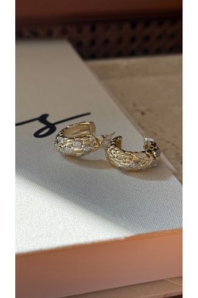 گوشواره جواهر زرد روکش طلا Muse Sister - کد 930934676