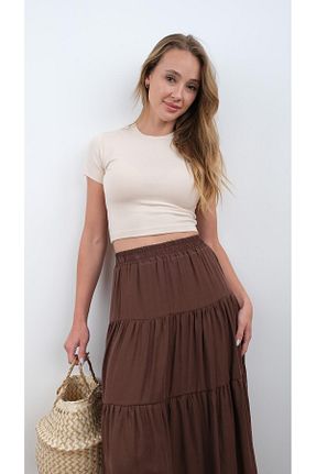 تیشرت بژ زنانه اورسایز Miapiashop - کد 930927734