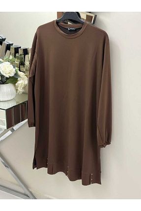 تونیک حجاب قهوه ای زنانه بافتنی MODA ALMİRA - کد 931019564