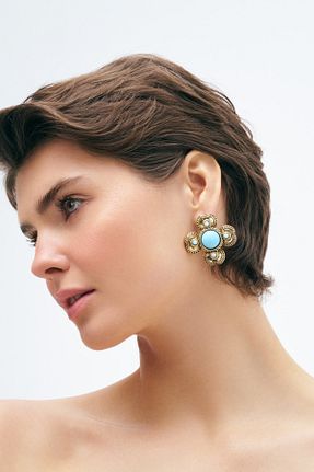 گوشواره جواهر طلائی سنگ طبیعی Mon Reve - کد 930982993