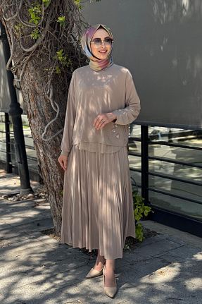 ست بالاتنه و پائین تنه حجاب بژ زنانه رگولار Ceremony - کد 930973403