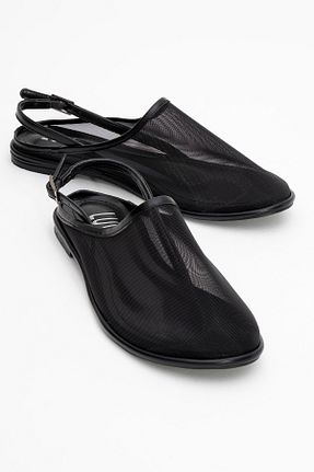 صندل مشکی زنانه پاشنه تخت luvishoes - کد 930981543