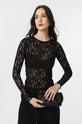 بلوز مشکی زنانه اسلیم فیت Antioch - کد 930985008