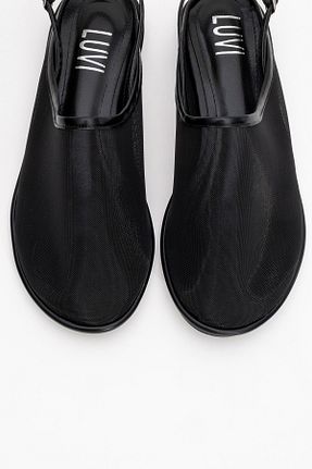 صندل مشکی زنانه پاشنه تخت luvishoes - کد 930981543