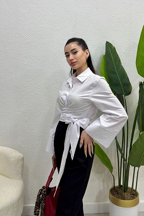 پیراهن سفید زنانه کراپ Swana - کد 930995230