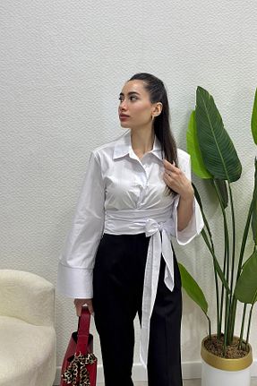 پیراهن سفید زنانه کراپ Swana - کد 930995230