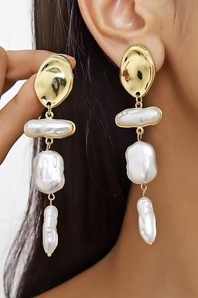 گوشواره جواهر زرد مروارید Takıştır - کد 930987944