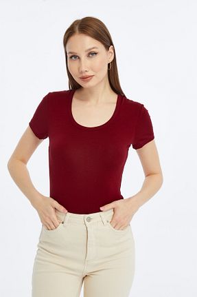 بلوز زرشکی زنانه ساده LAENT - کد 931004541