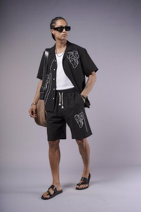 ست بالاتنه و پائین تنه مشکی مردانه بافت king brich - کد 931004732