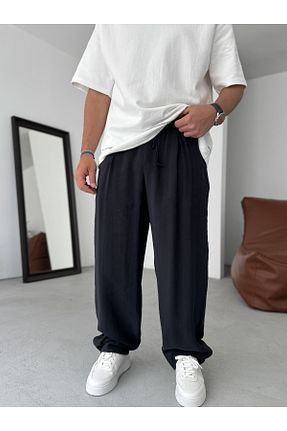 شلوار مشکی مردانه پاچه گشاد BYBASICMAN - کد 931008515