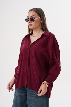 پیراهن زرشکی زنانه اورسایز Laressi - کد 931044885