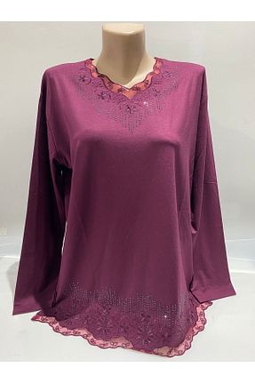 بلوز بنفش زنانه ساده BURSPA - کد 817939661