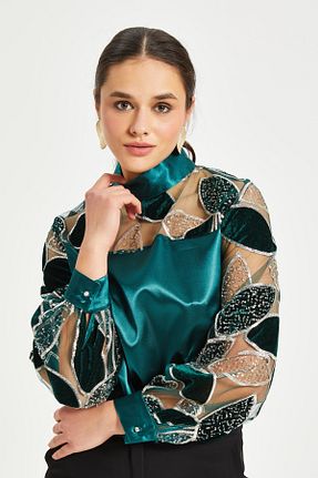 بلوز سبز زنانه طرح دار Serpil - کد 931140530
