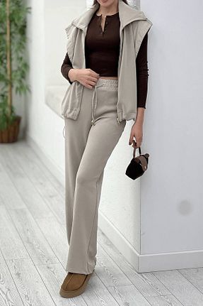 ست بالاتنه و پائین تنه نباتی زنانه بافتنی Marjinal - کد 931142149