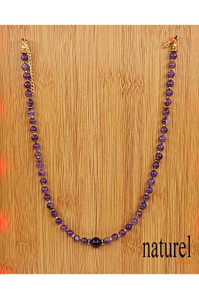 گردنبند جواهر بنفش زنانه سنگ طبیعی Naturel Tılsım - کد 885938794