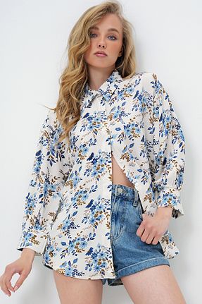 پیراهن آبی زنانه رگولار Trend Alaçatı Stili - کد 929625045