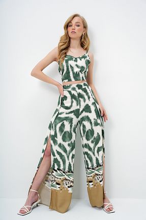 ست بالاتنه و پائین تنه سبز زنانه بافتنی Trend Alaçatı Stili - کد 929625029