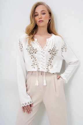 بلوز نباتی زنانه ساده Trend Alaçatı Stili - کد 126766697