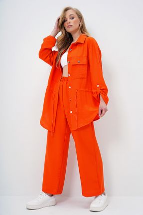 ست بالاتنه و پائین تنه نارنجی زنانه بافتنی Trend Alaçatı Stili - کد 274247780