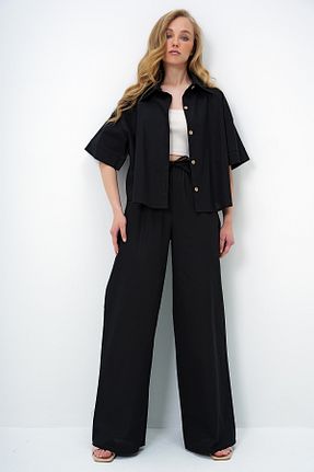 ست بالاتنه و پائین تنه مشکی زنانه بافتنی Trend Alaçatı Stili - کد 930998267
