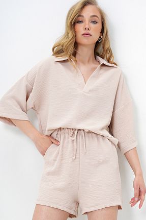 ست بالاتنه و پائین تنه بژ زنانه بافتنی Trend Alaçatı Stili - کد 930998151