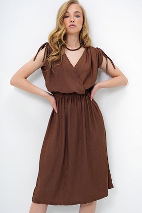 لباس قهوه ای زنانه بافتنی Trend Alaçatı Stili - کد 930942879