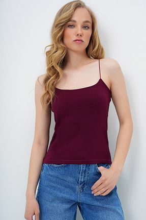 بلوز زرشکی زنانه ساده Trend Alaçatı Stili - کد 930942857