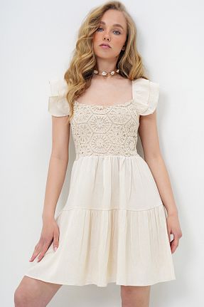 لباس بژ زنانه بافتنی Trend Alaçatı Stili - کد 930942860