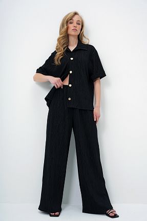 ست بالاتنه و پائین تنه مشکی زنانه بافت Trend Alaçatı Stili - کد 930998079