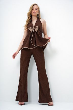 ست بالاتنه و پائین تنه سرمه ای زنانه بافت Trend Alaçatı Stili - کد 930942934