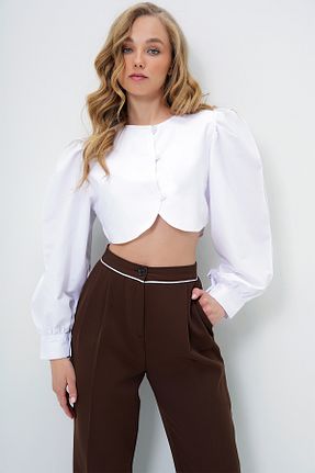 پیراهن سفید زنانه ریلکس فیت Trend Alaçatı Stili - کد 930942944