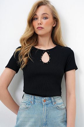 بلوز مشکی زنانه ساده Trend Alaçatı Stili - کد 930942638