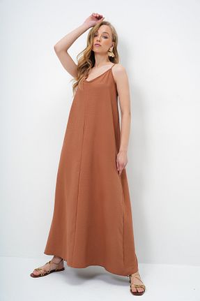 لباس قهوه ای زنانه بافتنی Trend Alaçatı Stili - کد 930942578