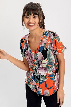بلوز بنفش زنانه گلدار bacc - کد 929552564