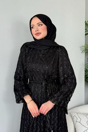 لباس مجلسی حجاب مشکی زنانه یقه دوچرخه Şulemoda Giyim - کد 929563760