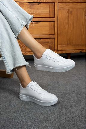 کفش اسنیکر سفید زنانه بند دار galya shoes - کد 844615797