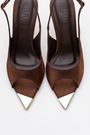 کفش پاشنه بلند کلاسیک قهوه ای زنانه چرم مصنوعی luvishoes - کد 929577645