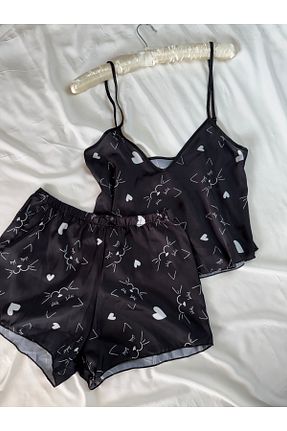ست لباس راحتی مشکی زنانه ساده ROZENİN LINGERIE - کد 929583378