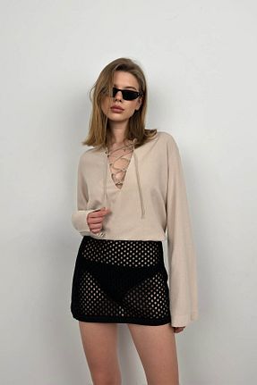 بلوز بژ زنانه ساده Black Fashion - کد 812680990