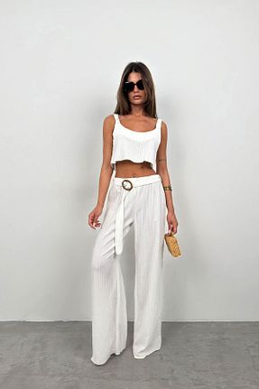ست بالاتنه و پائین تنه سفید زنانه بافتنی Black Fashion - کد 812604223