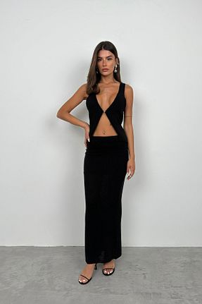 دامن مشکی زنانه مخلوط پلی استر Black Fashion - کد 831381645