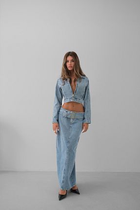 دامن آبی زنانه جین Black Fashion - کد 823020996