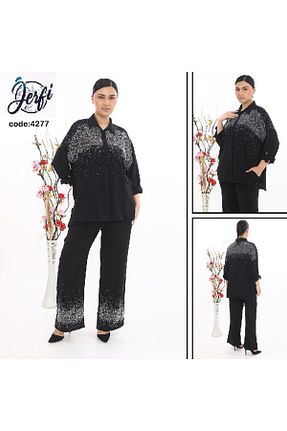 ست بالاتنه و پائین تنه مشکی زنانه بافتنی JERFİ - کد 929624431