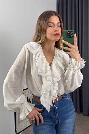 بلوز سفید زنانه ساده Sue Store - کد 929616064