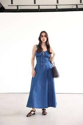لباس آبی زنانه بافتنی Özge Özgenç - کد 929615655
